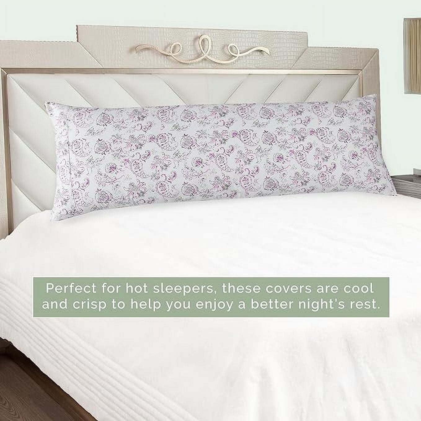Floral Pint Pillowcase - 1500 Series Hotel Quality Microfiber, Soft and Smooth Hidden Zipper Closure - Body Pillowcase, Paisley Purple