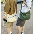 thumbnail image 6 of Messenger Bag for Men Women Large Capacity Crossbody Bag Canvas Tote Bag Shoulder Bag Satchel Hobo for School Work, 6 of 7