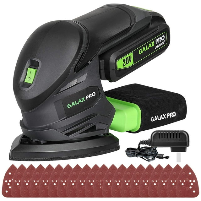 GALAX PRO Cordless Detail Sander 20V, 20Pcs Sandpapers,12000 RPM Sanders with Dust Collection System for Tight Spaces Sanding in Home Decoration, Bat