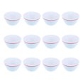 thumbnail image 3 of Cuencos de porcelana de primera calidad para servir, vajilla elegante, juego de 12 cuencos para ensalada de 6 pulgadas con cuadrícula azul claro, 3 of 8