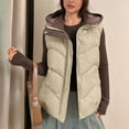 thumbnail image 2 of YOIAVAIOY Women's Hooded Quilted Puffer Vest Winter Warm Padded Gilet Jacket Zip Up Stand Collar Sleeveless Down Jackets with Pockets Khaki XL, 2 of 8