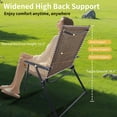 thumbnail image 3 of JMGJOY 4-Pack Folding Patio Chairs for Outdoor Relaxation, Supportive High-Back Sling Chairs with Armrests, Foldable for Garden, Backyard, and Pool (Brown), 3 of 9