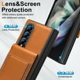 thumbnail image 6 of Dteck Wallet for Samsung Galaxy Z Fold 4 Case with Built-in Glass Screen Protector, Soft PU Leather Card Holder Flip Kickstand Protective Case for Z Fold 4 5G,Brown, 6 of 7