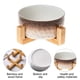 thumbnail image 3 of Laklulu Cuenco redondo de cerámica para perros y gatos, plato duradero con soporte de madera, sin derrames, alimentador de agua para alimentos para mascotas, 3 of 5