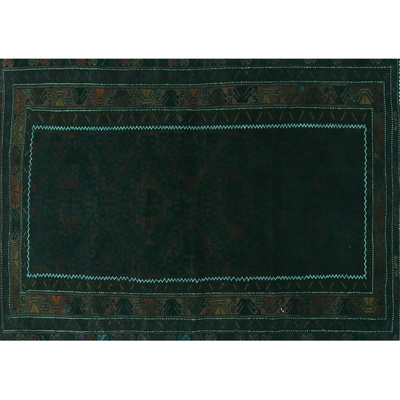 Ahgly Company Indoor Rectangle Persian Turquoise Blue Traditional Area Rugs, 5' x 7'