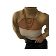 thumbnail image 3 of Women Knit Shrugs Pullover Mini Sweater Backless Long Puff Sleeve Club Knitwear Crop Top, 3 of 4