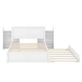 thumbnail image 6 of Full Size Platform Bed with Twin Size Trundle and Pull Out Storage Shelves, Solid Wood Platform Bed Frame with Headboard and Convertible Trundle for Kids Teens Adults, No Box Spring Need, White, 6 of 8