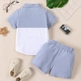 thumbnail image 4 of TOWED22 Toddler Baby Boy Summer Outfit Short Sleeve Letter Print T Shirt Top and Casual Shorts Set Cute Infant Newborn Clothes(Blue,3-4 Y), 4 of 9