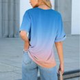 thumbnail image 3 of Lmnyox Crew Neck T Shirt for Women Half Sleeve Gradient Print Tee Shirt Casual Loose Summer Tops with Pocket, 3 of 7