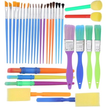 5-Pack Kids Paint Brushes – Child Art Brushes For Crafting – Synthetic Bristles, Short Wood Handles – HB07942
