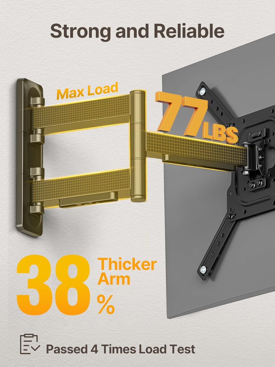 monTEK Full Motion TV Wall Mount for 23–65 Inch Flat & Curved TVs, Swivel & Tilt Articulating TV Bracket, VESA 75x75 to 400x400mm, Holds up to 77 lbs, Single Stud, Black