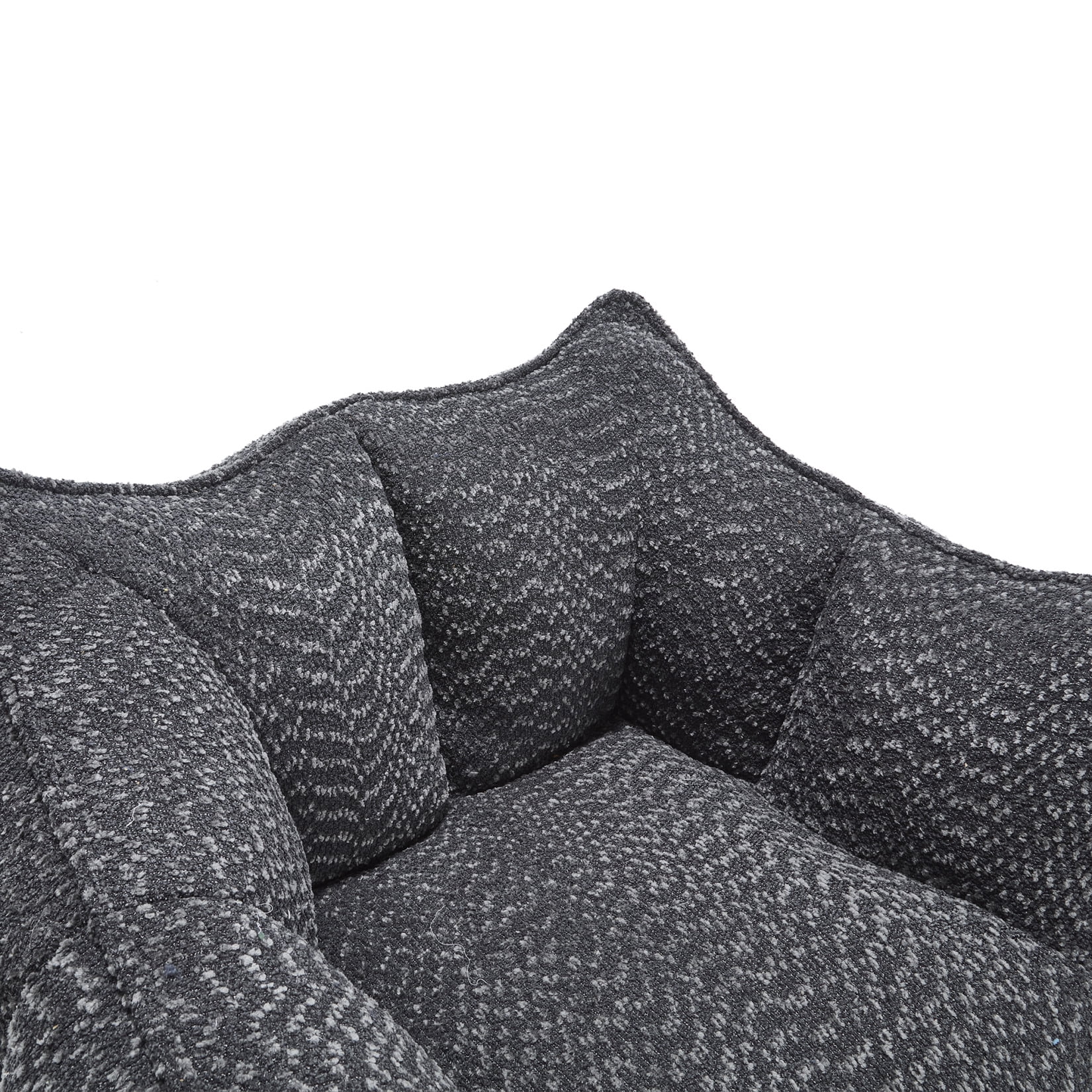 Chenille Bean Bag Chair for Adults, Oversized Fluffy Sofa Chair with High-Density Foam Filler, Square Accent Lounge Chair for Living Room, Bedroom & TV Watching, Black