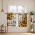 thumbnail image 2 of Farmhouse Sunflower Tier Curtains 54 Inch Length, Vintage Daisy Butterflies Rustic Wood Cafe Short Curtains for Bathroom Over Sink, Small Kitchen Curtain Light Filtering Drapes 2 Panels 27.5"Wx54"L, 2 of 8