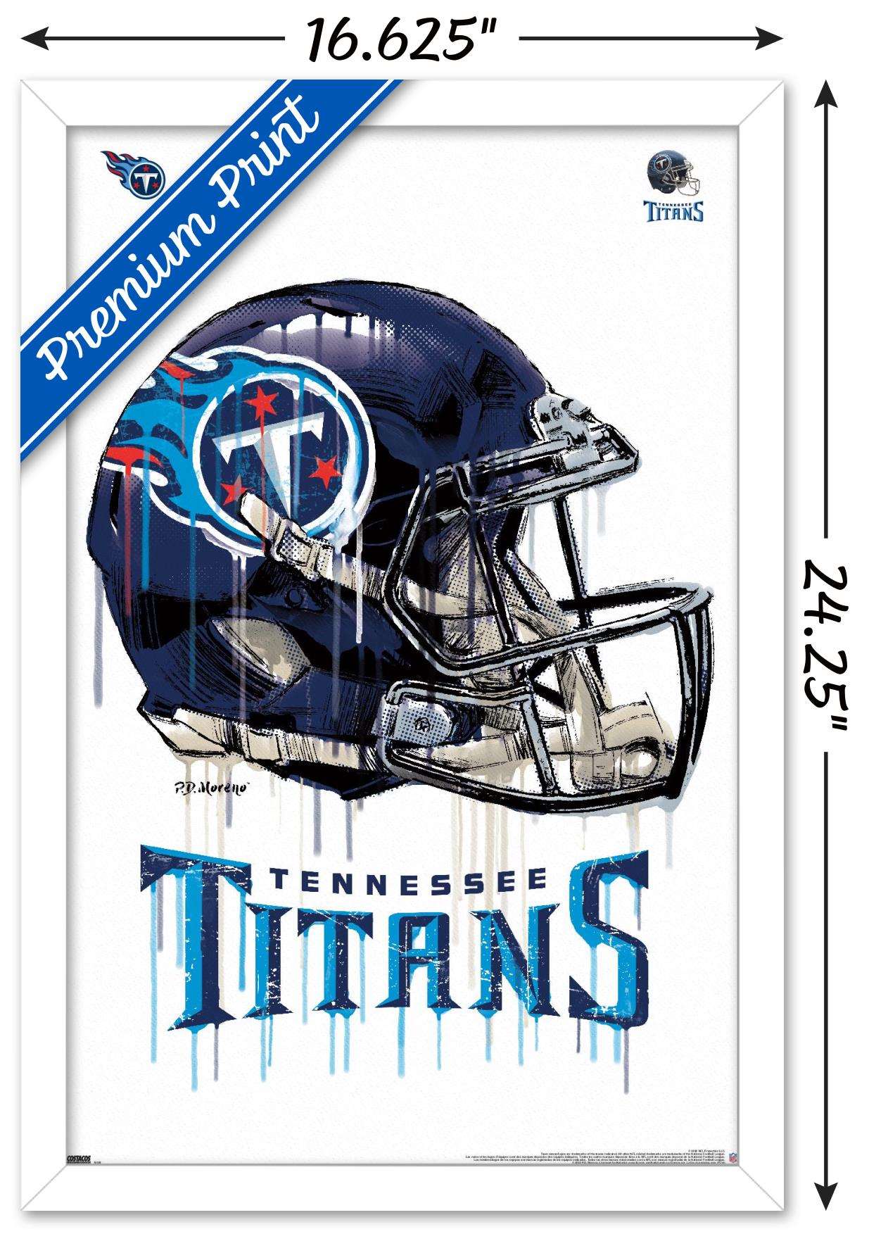 NFL Tennessee Titans - Drip Helmet 20 Wall Poster, 14.725" x 22.375", Framed