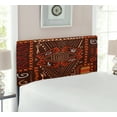 thumbnail image 2 of Prehistoric Headboard, Aboriginal Style Patterns Tribal Motifs Objects Collage of Cave Pictures, Upholstered Decorative Metal Bed Headboard with Memory Foam, Twin Size, Orange and Black, by Ambesonne, 2 of 4