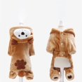 thumbnail image 6 of Brown Bear Dog Costume, Soft Flannel Hooded Pet Jumpsuit, Cute Animal Cosplay Warm Pajama Clothes for Small Dogs Cats, L, 6 of 6