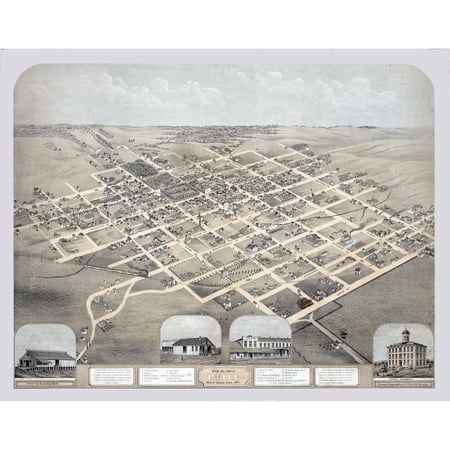 Historic Panoramic View - Pella Iowa - Koch 1869 - Vintage Wall Art