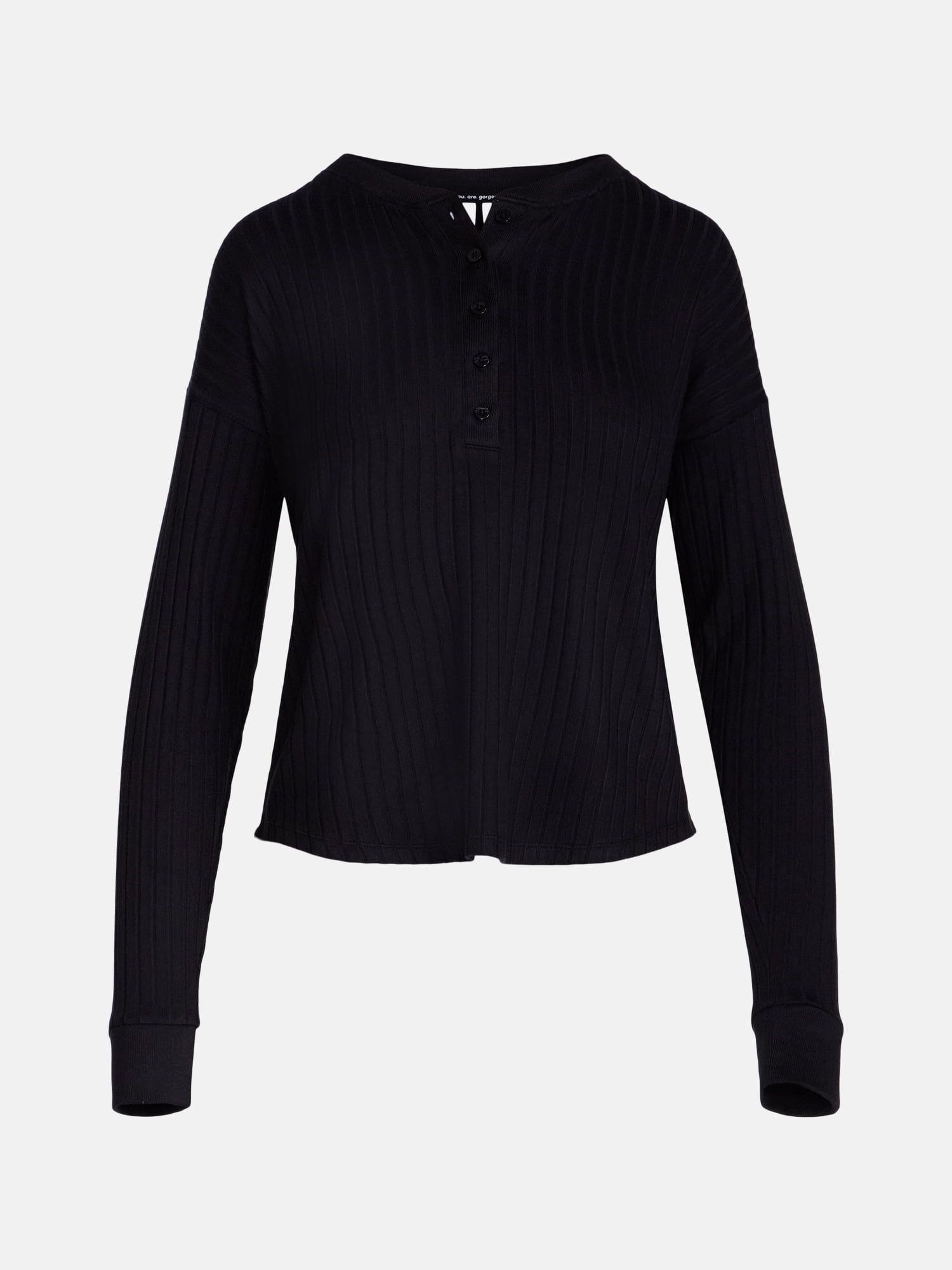 Joyspun Women's Cozy Lounge Collection Hacci Long Sleeve Henley Sleep Top, Sizes XS to 3X