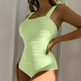 thumbnail image 2 of One Piece Swimsuit for Women Low Back Adjustable Straps Tie Back Solid ColorBathing Suit Spa Beach Swimwear (S, Green), 2 of 7