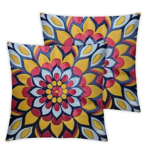 BANET Mexican Talavera Throw Pillow Covers Vintage Square Pillowcases Cushion Cover for Room Sofa Chair Bed Home Decor Set of 2 12x12in