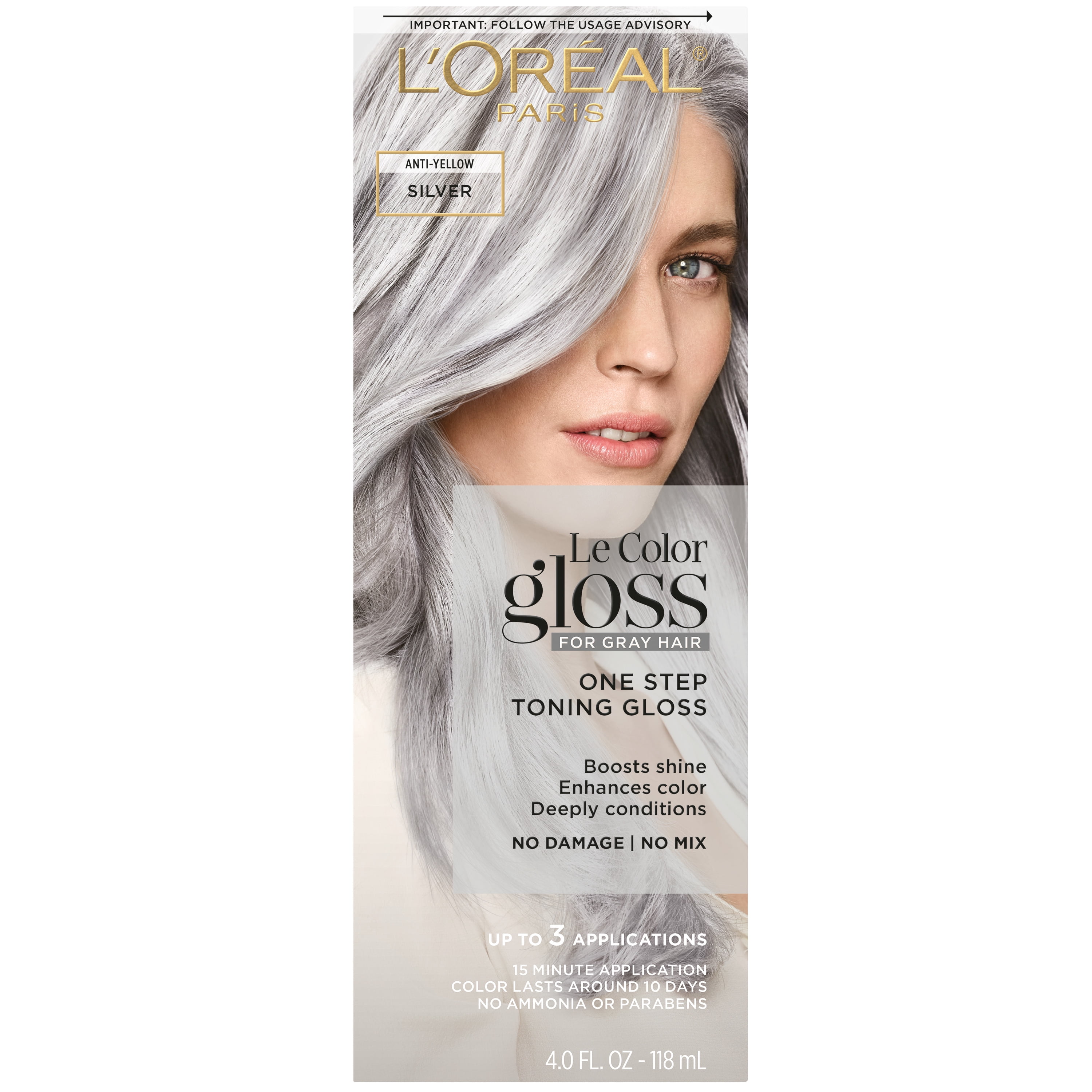 L'Oreal Paris Le Color Gloss One Step Toning Gloss Hair Color, Silver, 4 fl  oz 