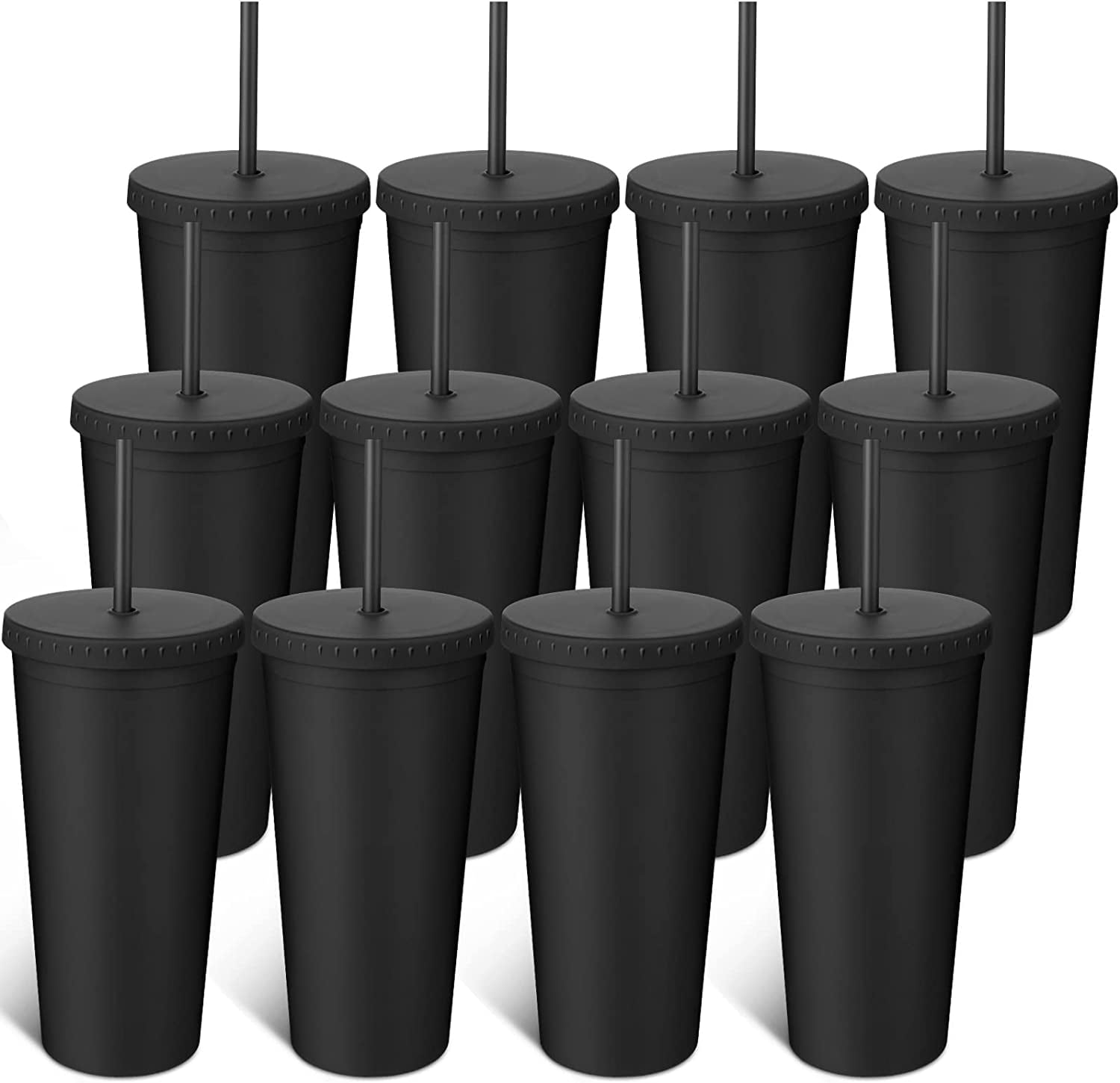 12 Pack 24 oz Tumblers with Lids Pastel Colored Acrylic Cups with Lids
