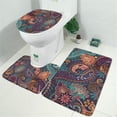 thumbnail image 2 of Multicolor Paisley Pattern Bathroom Rugs Sets 3 Piece,Toilet Cover Set,Absorbent Non Slip Bathroom Mats Sets with U-Shaped Contour Rug Toilet Rug Set, 2 of 5
