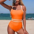thumbnail image 2 of Yammkia 1 Piece Bathing Suits for Women Womens One Piece Swimsuit Retro Tummy Control Bathing Suits Ruched Modest Full Coverage Swimwear(Orange,S), 2 of 8