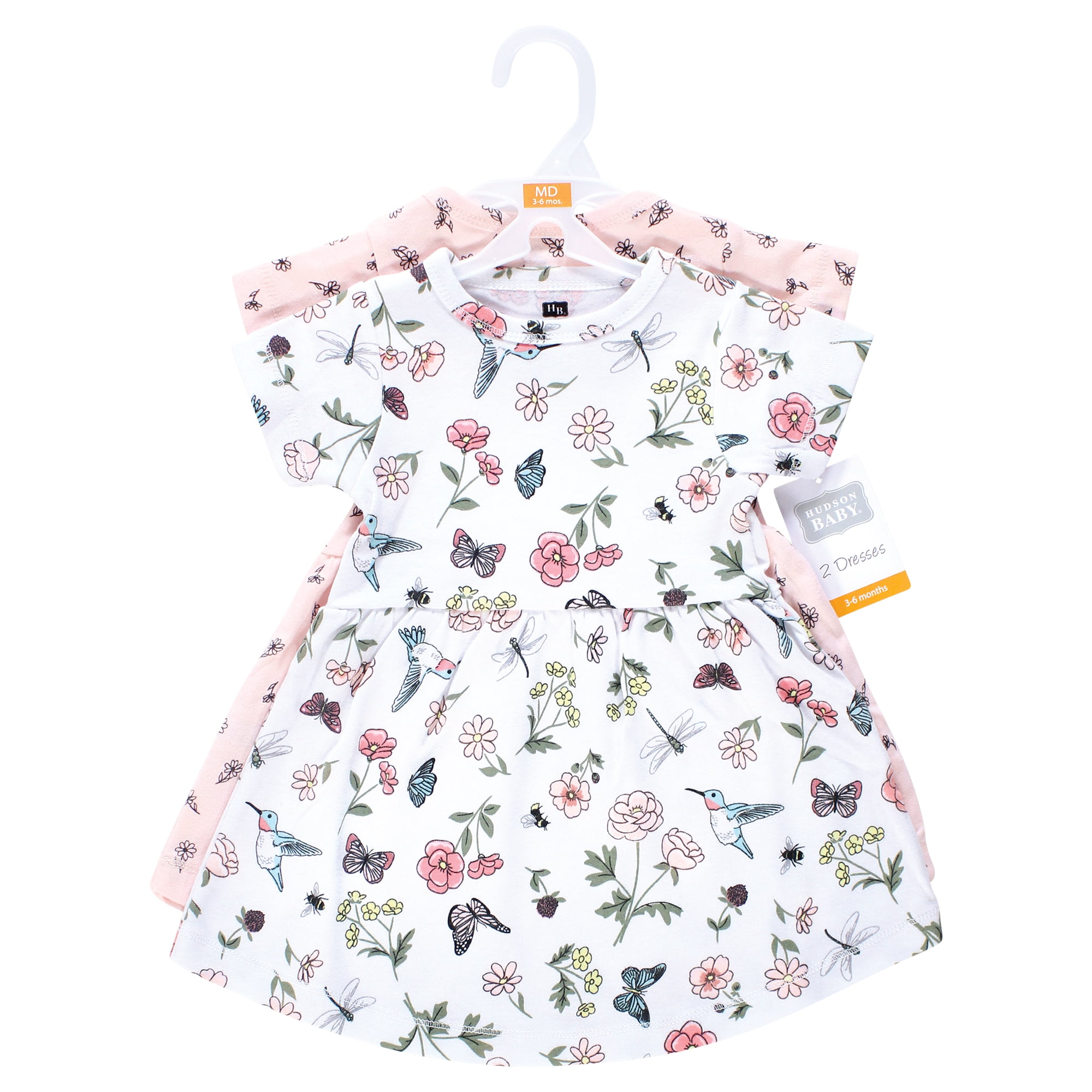 Hudson Baby Girls Cotton Dresses, Hummingbird Garden, 12-18 Months