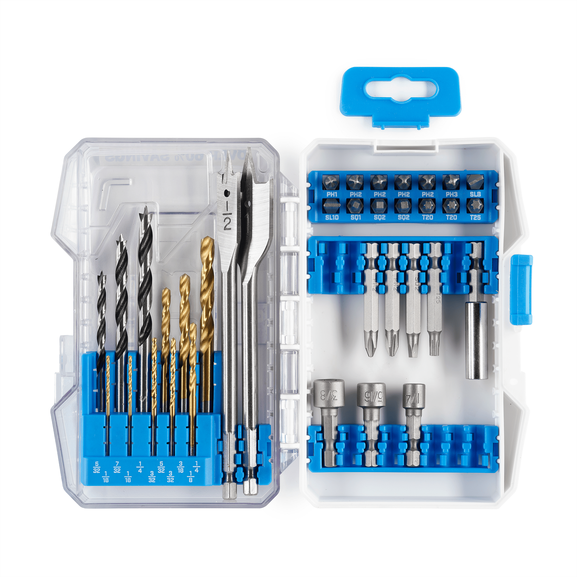 HART 35-Piece Assorted Drill Bit and Drive Bit Set Wood/Metal/PVC, Customizable Modular Case