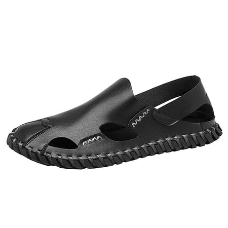 CHOII 50% Clearance Handmade Sandals for Mens Summer Outdoor Casual Sports Shoes Beach Shoes Sport Strap Sandals Shoes Flat Non-slip Sandals Ankle Strap Sandals Comfort Sandals Black/9