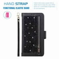 thumbnail image 7 of Dteck 9 Card Holder Folio Flip Glitter Leather Folding Stand Magnetic Wallet Purse Case with Strap &Zipper Coin Change Money Pocket, For iPhone 11 6.1", black, 7 of 7