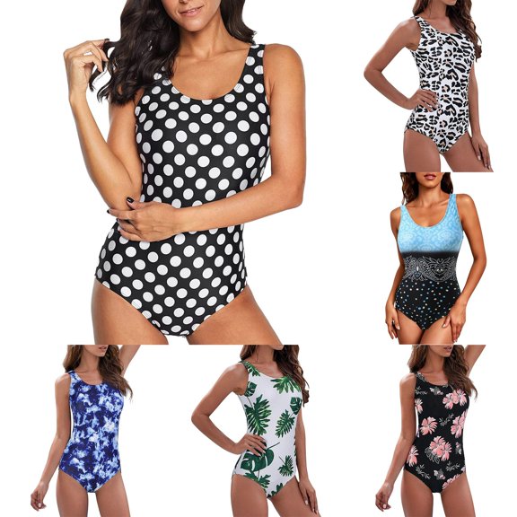 Jacenvly 2024 Womens One-Piece Swimsuit Skin-Friendly Women Bikini Swim Pants Shorts Bottom Swimsuit Swimwear Bathing Floral Cozy Womens Swimwear Plus Size Dark Blue