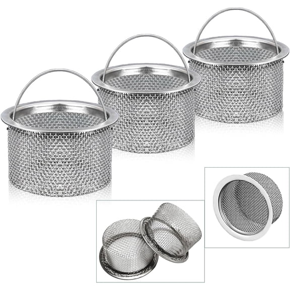 Kitchen Sink Drain Strainer, 3-Pack Fine Mesh,Sink strainers for Kitchen Sink Food Catcher with Handle,Stainless Steel Kitchen Sink