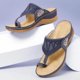 thumbnail image 5 of Amzcrzy Zapatos de mujer,Zapatos de mujer,Zapatillas de mujer, Pantuflas de cuña informales de verano para mujer, con punta redonda, flores y tacón medio, talla grande Sandalias Mujer Zapatillas De C, 5 of 6