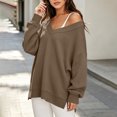 thumbnail image 6 of BUIGTTKLOP Sweatshirts for Women Oversized Long Sleeve Shirts V Neck Side Slit Pullover Cozy Tops Fall Winter Fashion Outfits, 6 of 8