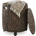 thumbnail image 3 of Casafield Rolling Storage Basket - Espresso, Handwoven Hyacinth Rolling Hamper with Lid, Storage Bin on Wheels for Living Room, Bathroom, Laundry, 3 of 7