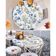 thumbnail image 3 of Round Tablecloth Blue Yellow Florl Print Elastic Edge Fitted Rustic Wild Flowers Pattern Plastic Table Cover,Waterproof Oil Proof for Dinner,Outdoor, Picnic, 45"- 54" DIA Tables, 3 of 8