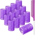 thumbnail image 1 of Rollo de pelo Syhood, 12 piezas, a presión, tamaño grande, morado con peine, 1 of 6