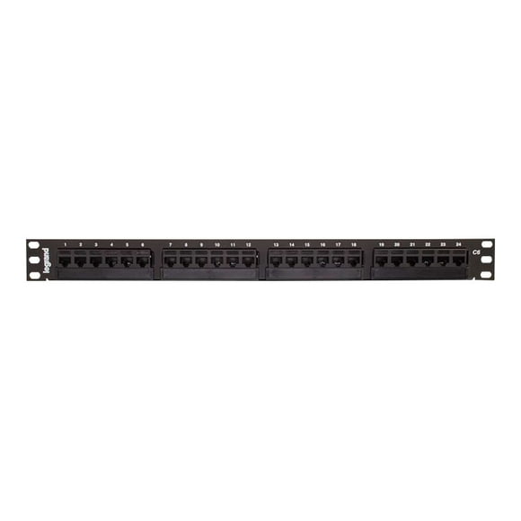 Legrand Panneau Patch Type 110 24 ports - Haute Densité 1RU 19 Po. - Panneau Patch - Chat 6 - Noir - 1U - 19 Pouces - 24 ports