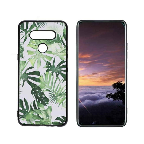 Compatible with LG K51 Phone Case, Tropical-Leaves-18 Case Men Women, Flexible Silicone Shockproof Case for LG K51
