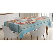 Ambesonne Letter B Tablecloth Rectangular Table Cover, ABC Design Ocean Theme, 60"x90", Dark Coral Pale Blue