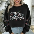 thumbnail image 4 of Guzom Womens Christmas Crop Top Sweatshirt - Merry Christmas Graphic Long Sleeve Crew Neck, 100% Polyester, Black, S-XL,Size XL, 4 of 5