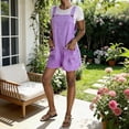 thumbnail image 2 of Women's Linen Jumpsuit Shorts with Pockets 2026 Suspenders Casual Summer Beach Romper Shorts,Purples,L, 2 of 7