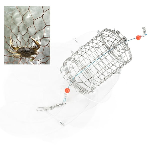 8 Bucles SNARGAS DE Cangrejo DE Acero Inoxidable Con Cordón DE Nylon, Trampas DE Cebo DE Malla Pequeñas Cilíndricas Reutilizables Para Aventuras DE Pesca Al Aire .
