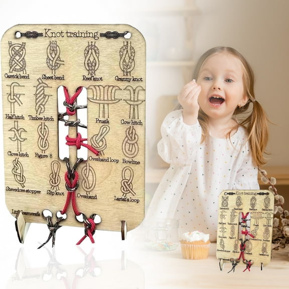 Learn Knot Training Board with Rope Learning Knot Tying Kit Learn to Tie Knots Kit for Adults Beginner How to Knot Advised Fishing Backpacking Hiking Outdoor Camping Gear Knots Game Cards Guide