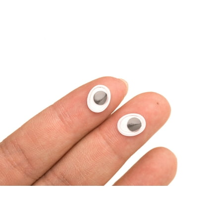 Flat Back Oval Glass - 8mm Oval Wiggle Eyes Glue-On Black And White Flat Back