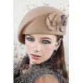 thumbnail image 5 of Gorro de azafata suave de lana estilo trilby francés con floresnegro, 5 of 5
