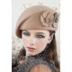 thumbnail image 5 of Gorro de azafata suave de lana estilo trilby francés con floresnegro, 5 of 5