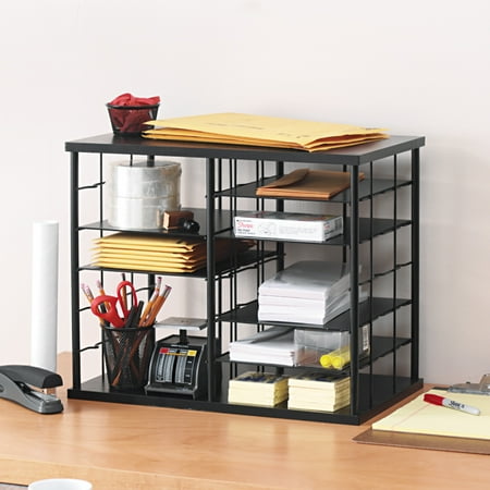 Rubbermaid 12-Slot Organizer, MDF, Desktop Sorter, 21 x 11 3/4 x 16, Black
